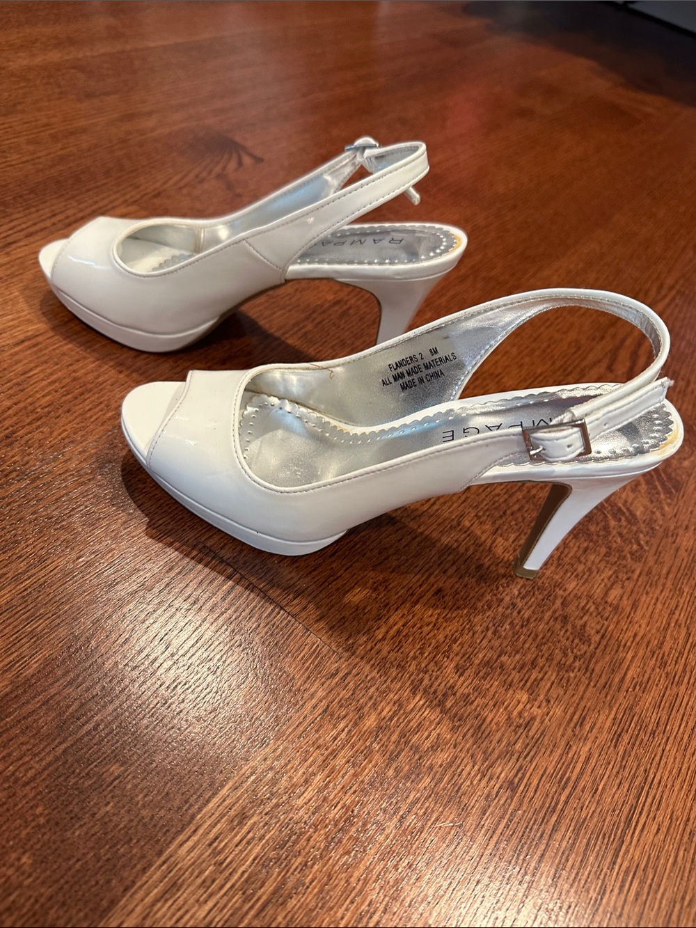 Rampage White Patent Slingback Peep-Toe Heels - Picture 7 of 7